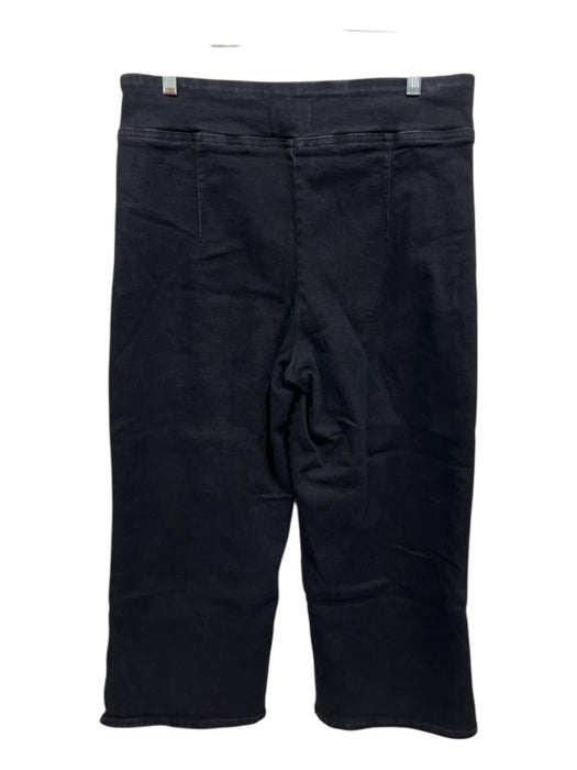 Frame Size 2 Black Cotton Blend Denim Elastic Waist Wide Leg High Rise Jeans Black / 2