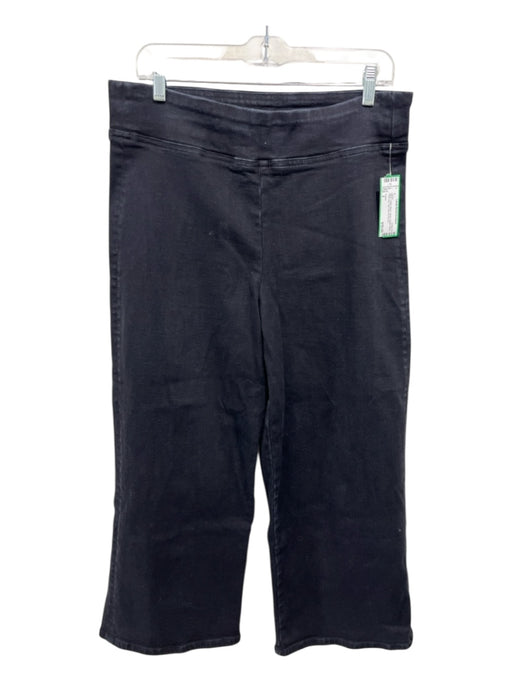 Frame Size 2 Black Cotton Blend Denim Elastic Waist Wide Leg High Rise Jeans Black / 2