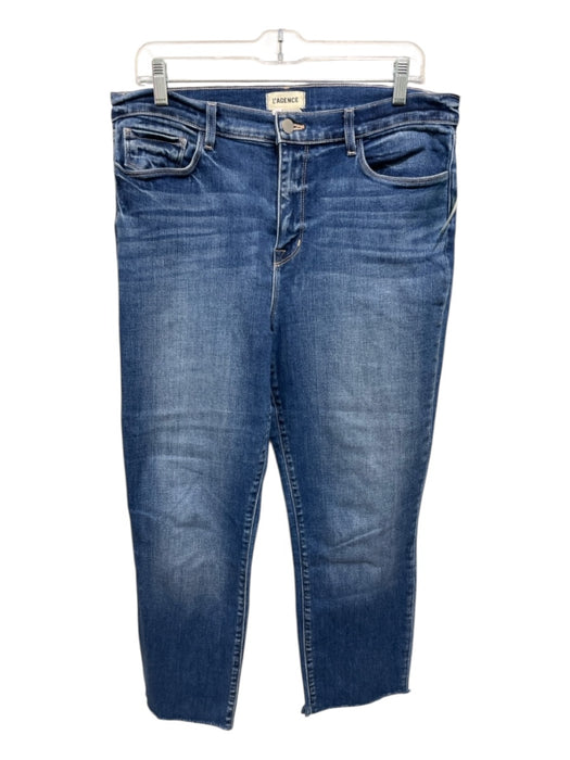 L'agence Size 31 Medium Wash Cotton Denim Raw Hem High Rise Straight Leg Jeans Medium Wash / 31