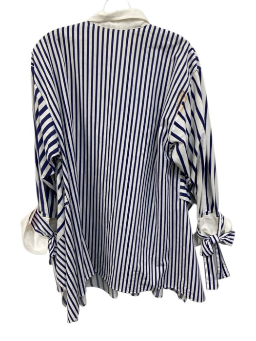 Carolina Herrera Size XS Navy & white Cotton Long Sleeve Cuff Ties Over Size Top Navy & white / XS