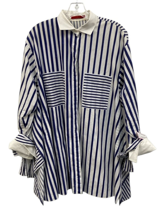 Carolina Herrera Size XS Navy & white Cotton Long Sleeve Cuff Ties Over Size Top Navy & white / XS