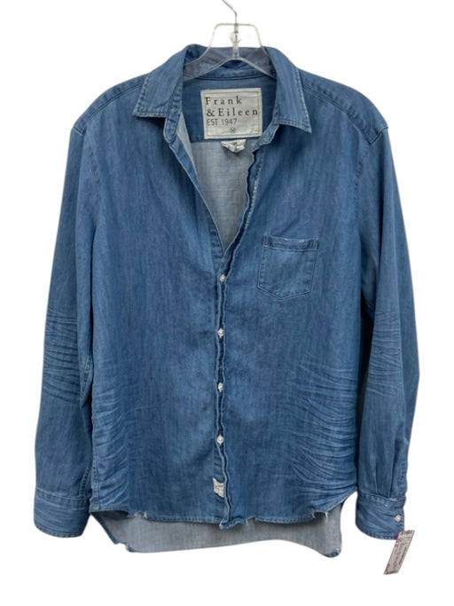 Frank & Eileen Size M Med Wash Cotton Denim Long Sleeve Button Up & Collar Top Med Wash / M