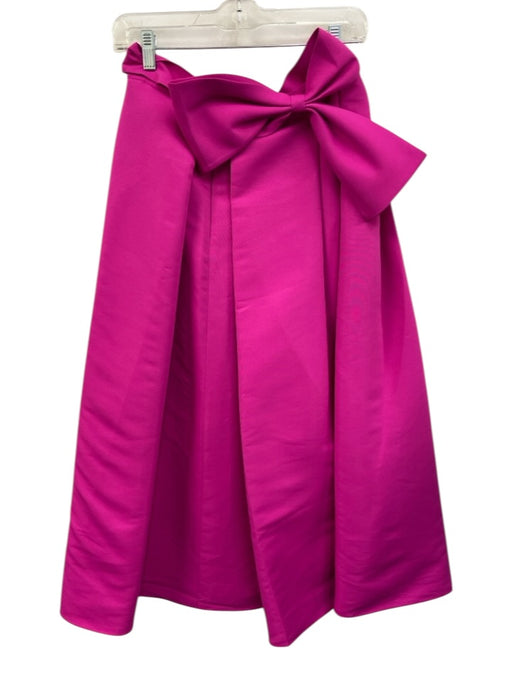 Sachin & Babi Size 6 Fuchsia Polyester Side Zip Front bow Midi Skirt Fuchsia / 6