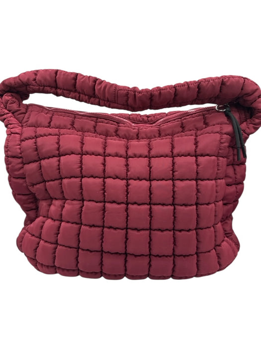 Free People Movement Burgundy Polyester Quilted Square Zipper Detail Bag Burgundy / Large