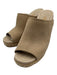 Prada Shoe Size 37 Beige Suede Raffia Base Stitch Design Wedge Sandals Beige / 37