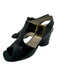 Celine Shoe Size 35.5 Black Leather Square Toe Gold Buckle Midi Block Heel Pumps Black / 35.5