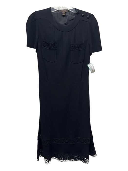 Louis Vuitton Size XS/36 Black Viscose Side Zip Breast Pocket Cap Sleeve Dress Black / XS/36