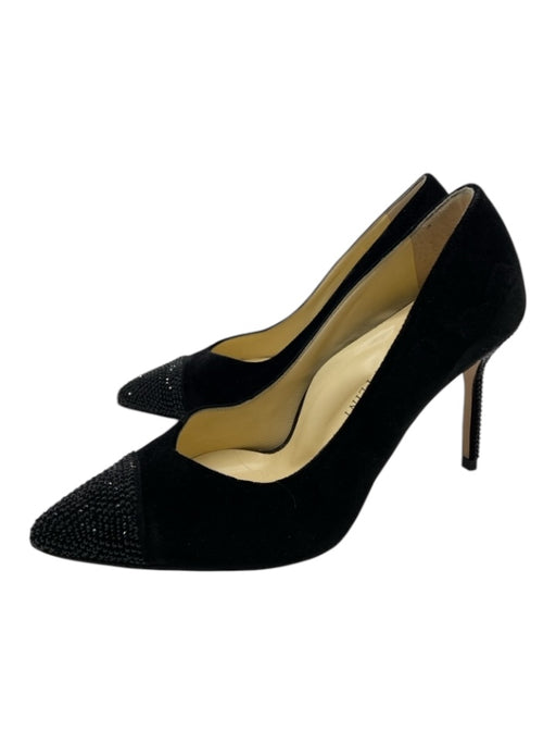 Sarah Flint Shoe Size 36 Black Velvet Cap Toe Crystals Stiletto Pumps Black / 36