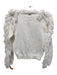 Milly Size P Ecru Polyester Knit Fringe Ribbed Hem Round Neck Sweater Ecru / P