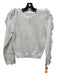Milly Size P Ecru Polyester Knit Fringe Ribbed Hem Round Neck Sweater Ecru / P