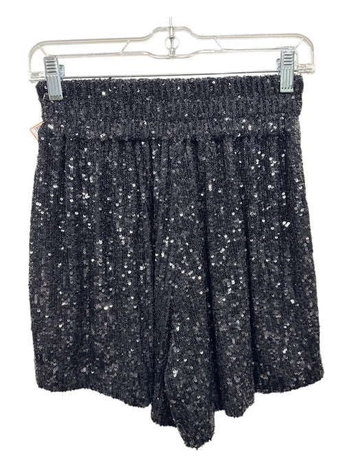 Generation Love Size XS Black Sequin Elastic Waist Pleat Shorts Black / XS