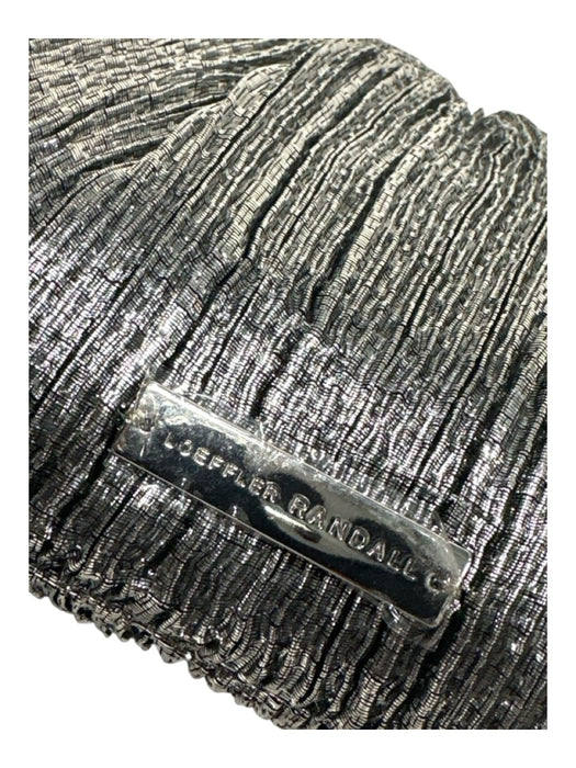 Loeffler Randall Silver Cloth Bow detail Snap Top Micropleat Crinkle Clutch Bag Silver / S