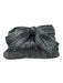 Loeffler Randall Silver Cloth Bow detail Snap Top Micropleat Crinkle Clutch Bag Silver / S