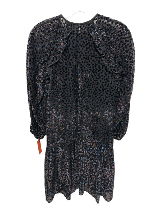 Shoshanna Size 2 Black, Blue, Purple Nylon Blend Flocked Velvet Polka Dot Dress Black, Blue, Purple / 2