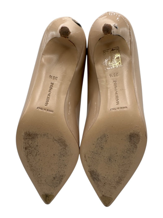 Marion Parke Shoe Size 35.5 Beige Patent Leather Pointed Toe Low Heel Pumps Beige / 35.5
