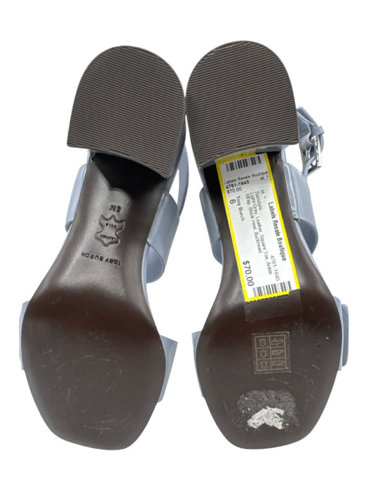 Tory Burch Shoe Size 6 Light Gray Leather Square Toe Ankle Strap Sandals Light Gray / 6