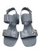 Tory Burch Shoe Size 6 Light Gray Leather Square Toe Ankle Strap Sandals Light Gray / 6