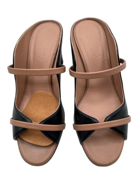 Malone Souliers Shoe Size 36.5 Black & Tan Leather Upper Strappy Open Toe Mules Black & Tan / 36.5