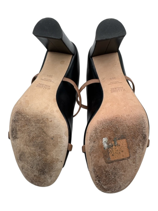 Malone Souliers Shoe Size 36.5 Black & Tan Leather Upper Strappy Open Toe Mules Black & Tan / 36.5