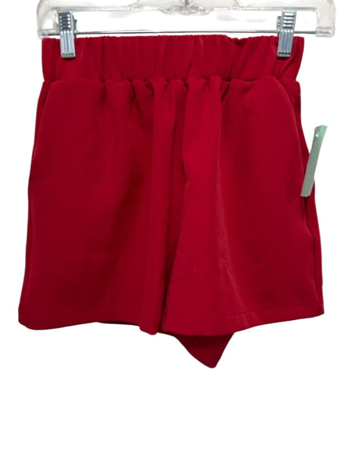Hemline Size S Red Missing Fabric Tag Elastic Waistband Pocketed A Line Shorts Red / S