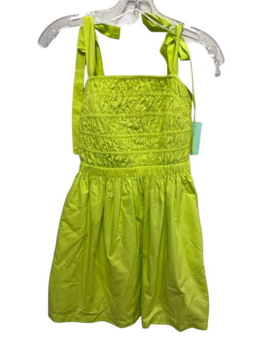 Corey lynn calter Size S Lime Green Cotton Tie Shoulders Shirred Bodice Dress Lime Green / S