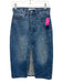 Denim Forum Size 25 Medium Wash Cotton Denim Zip Fly Front Slit Midi Skirt Medium Wash / 25