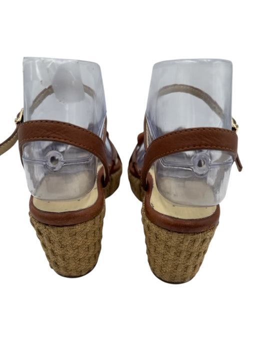 Sarah Flint Shoe Size 35.5 Brown & Beige Leather Jute Wedge Ankle Buckle Sandals Brown & Beige / 35.5