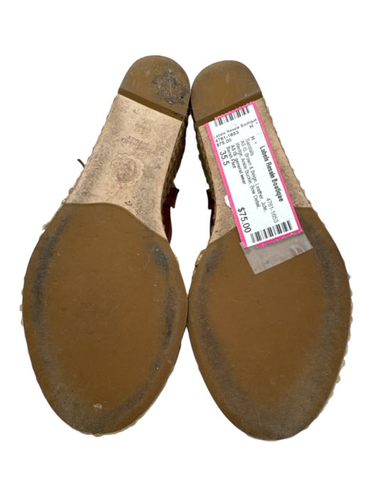 Sarah Flint Shoe Size 35.5 Brown & Beige Leather Jute Wedge Ankle Buckle Sandals Brown & Beige / 35.5