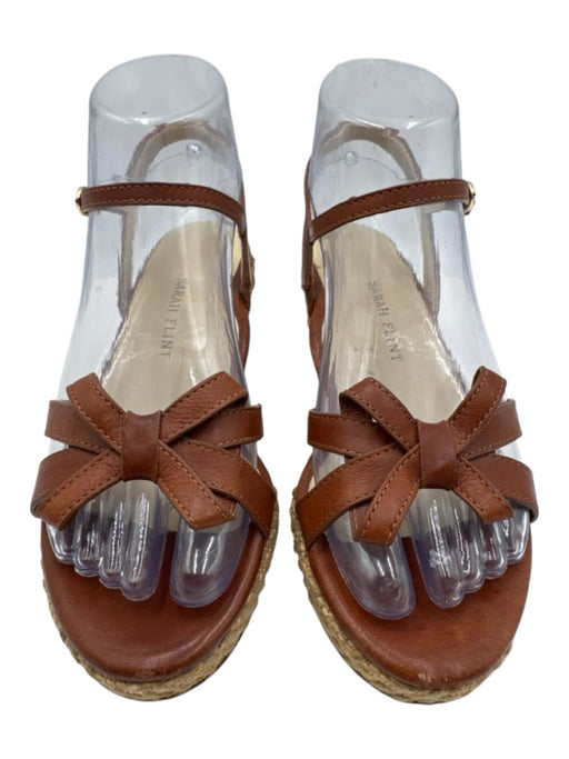 Sarah Flint Shoe Size 35.5 Brown & Beige Leather Jute Wedge Ankle Buckle Sandals Brown & Beige / 35.5