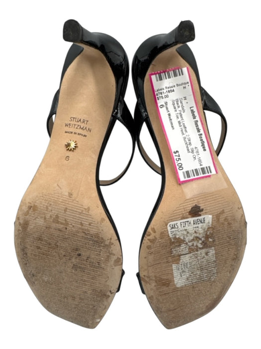 Stuart Weitzman Shoe Size 6 Black Patent Leather 2 Strap Slip On Sandals Black / 6