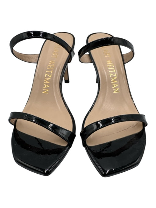 Stuart Weitzman Shoe Size 6 Black Patent Leather 2 Strap Slip On Sandals Black / 6