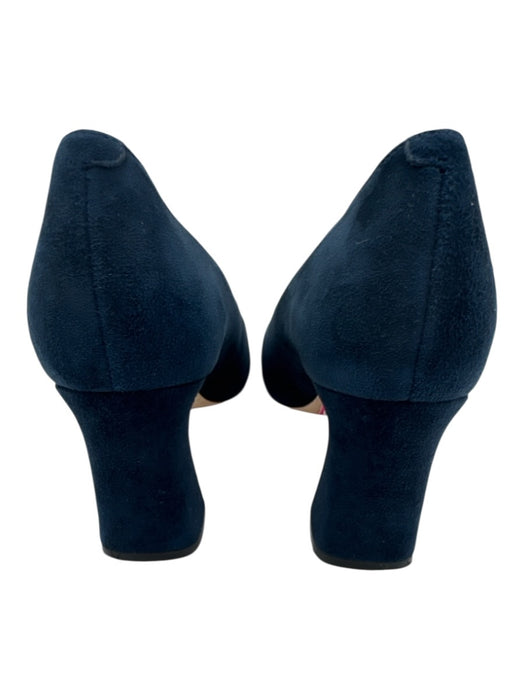 Ally Shoe Size 35.5 Dark Blue Suede Pointed Toe Block Heel Pumps Dark Blue / 35.5