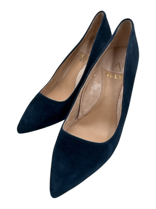 Ally Shoe Size 35.5 Dark Blue Suede Pointed Toe Block Heel Pumps Dark Blue / 35.5