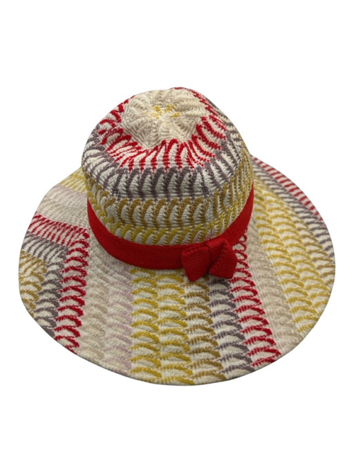 Missoni Red, Yellow, Purple Wide Brim Bow Detail Woven Hat Red, Yellow, Purple
