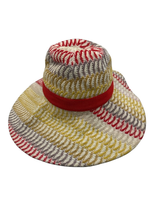 Missoni Red, Yellow, Purple Wide Brim Bow Detail Woven Hat Red, Yellow, Purple