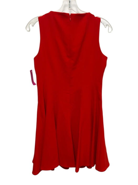 Milly Size 2 Red Polyester Blend Sleeveless V Neck Back Zip Dress Red / 2