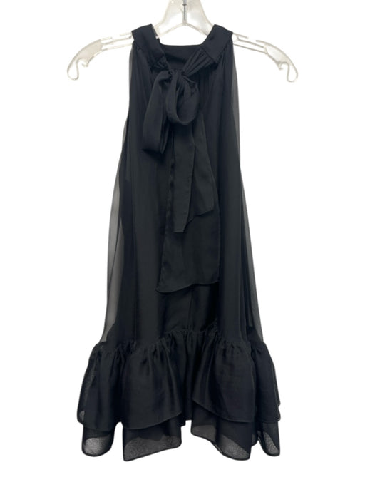 Alice + Olivia Size XS Black Polyester Sleeveless Sheer Overlay Gathered Dress Black / XS