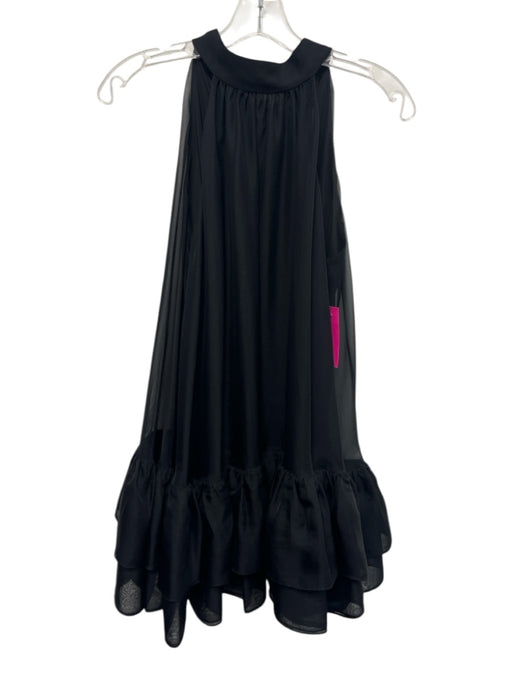 Alice + Olivia Size XS Black Polyester Sleeveless Sheer Overlay Gathered Dress Black / XS