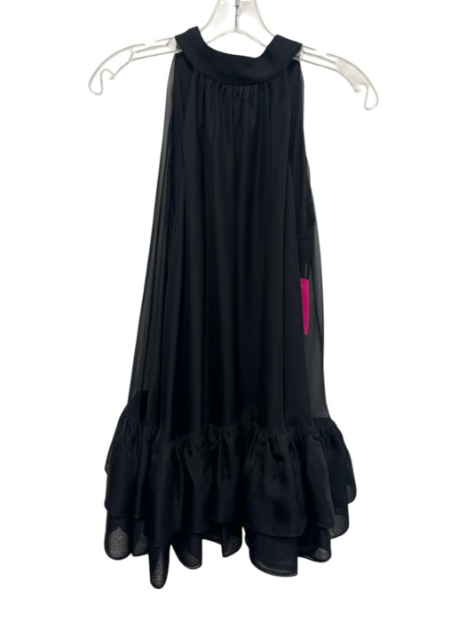 Alice + Olivia Size XS Black Polyester Sleeveless Sheer Overlay Gathered Dress Black / XS