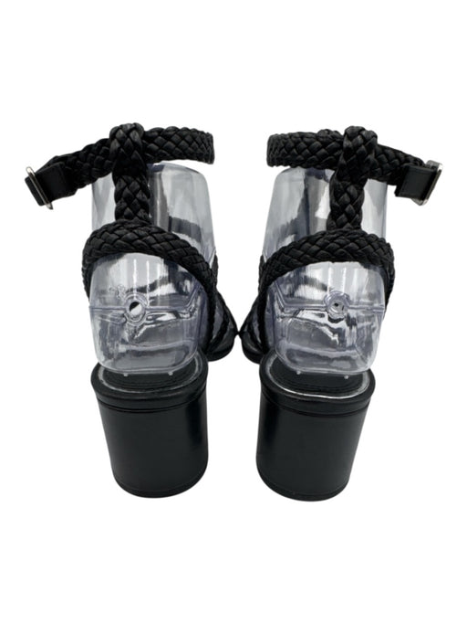 Paige Shoe Size 6 Black Leather open toe Braided Caged Block heel Sandals Black / 6