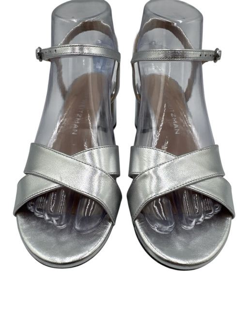 Stuart Weitzman Shoe Size 6 Silver Leather Criss Cross Open Toe Sandals Silver / 6