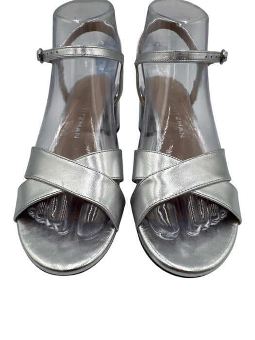 Stuart Weitzman Shoe Size 6 Silver Leather Criss Cross Open Toe Sandals Silver / 6