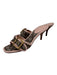 Coach Shoe Size 5.5 Pink & Brown Leather & Textile Buckle Monogram Mule Sandals Pink & Brown / 5.5