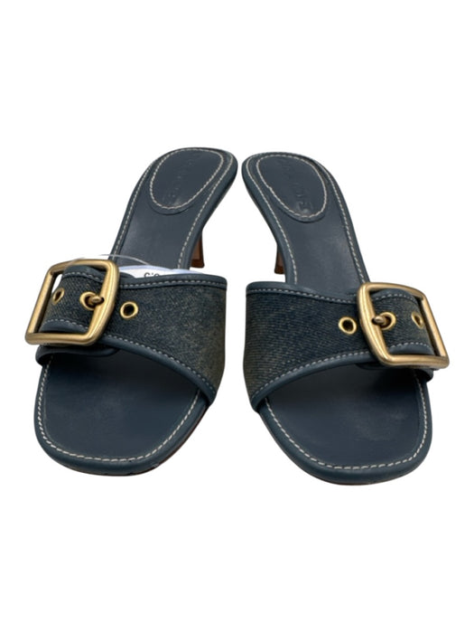 Coach Shoe Size 5.5 Blue Leather & Textile open toe Buckle Denim Sandals Blue / 5.5