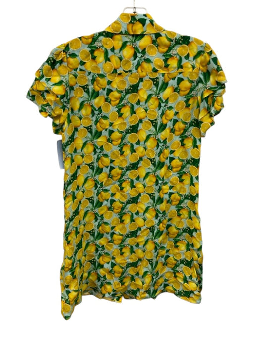 Alice + Olivia Size XS Yellow, Green, Blue Cupro Short Sleeve Lemons Dress Yellow, Green, Blue / XS