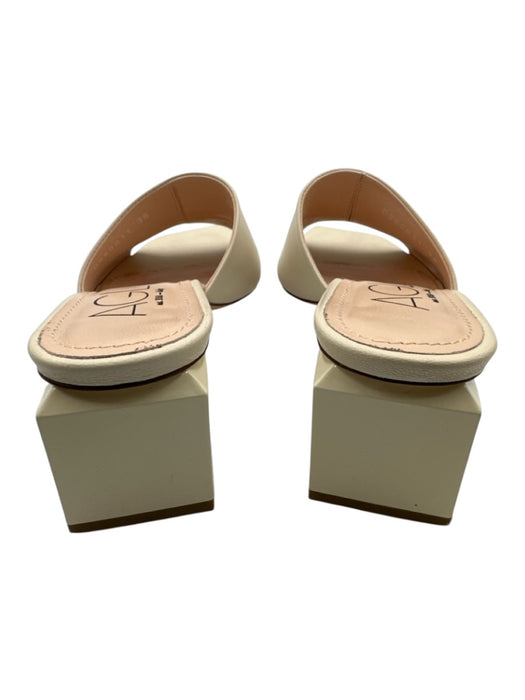 AGL Shoe Size 36 White Leather Square Toe Open Toe Block Heel Sandals White / 36