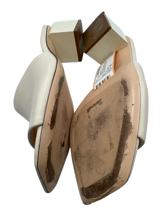 AGL Shoe Size 36 White Leather Square Toe Open Toe Block Heel Sandals White / 36