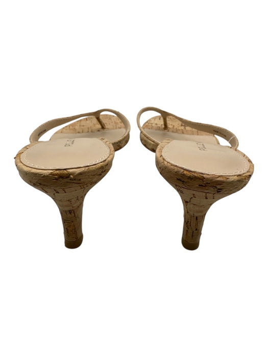 Pelle Moda Shoe Size 6 Beige Cork & Leather Thong Strap Kitten Heel Sandals Beige / 6