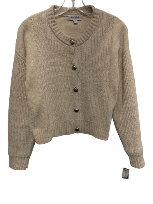 Evereve Size XS White Polyester Blend Knit Long Sleeve Button Up Sweater White / XS