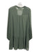 Zara Size M Dark Green Polyester V Neck Textured Long Sleeve Ruffle Detail Dress Dark Green / M